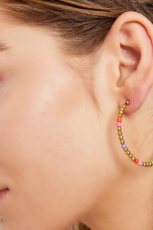 Pendientes de perlas de colores - colección #summergirls Rosado Acero inoxidable h5 Imagen2